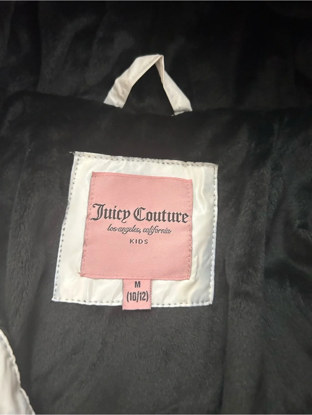 NEW Juicy Couture girls Puffer Jacket with Black Faux-Fur Trim size M 10/12